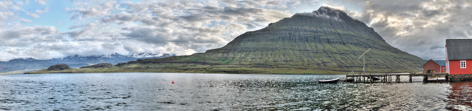 Panorama of Hólmatindur mountain, East Iceland